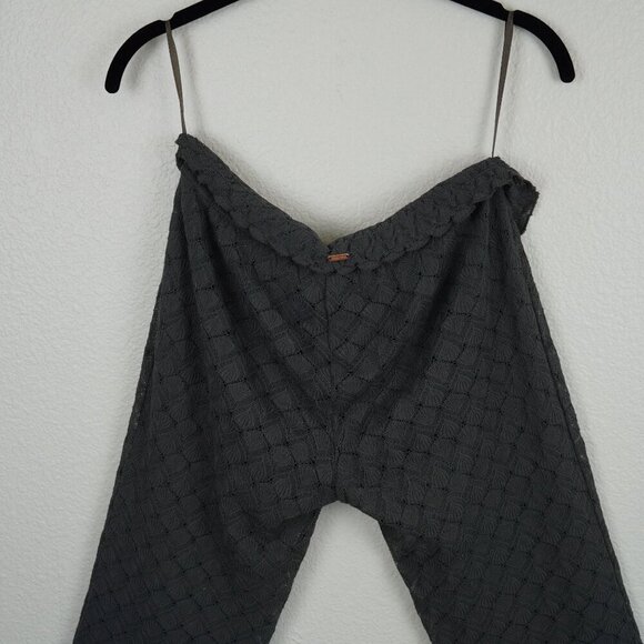 Free People Black Knit Crochet Bell Bottom Pants Women’s XS Boho Flare Scallop H - Picture 5 of 9
